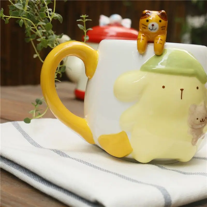 Sanrio Pom Pom Purin Cartoon Mug Hand Painted Children Pet Water Cup Milk Coffee Kitchen Birthday Gift For Girls Decoration Kids