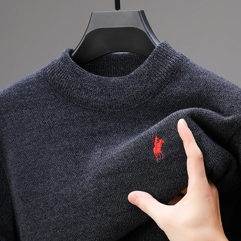 

Autumn/Winter Men's Luxury Embroidered O-Neck Ferret Fleece Thick Sweater Designer Brand Fashion Korean Plush Hoodie Knitwear