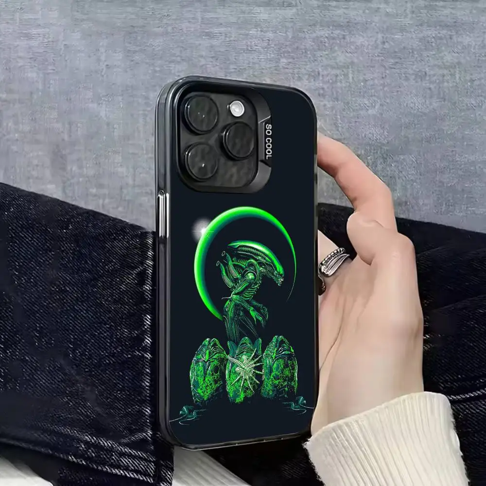 Cat A-Alien X-Xenomorph Phone Case For iPhone 17,16,15,14,13,12,11,Pro,Max,Plus,E,SE4,Air,Mini Black IMD Cover