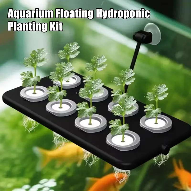 Aquarium Floating Hydroponic Planting Kit Wall-mounted Suction Cup Soilless Cultivation Board Aquarium Greening Decoration