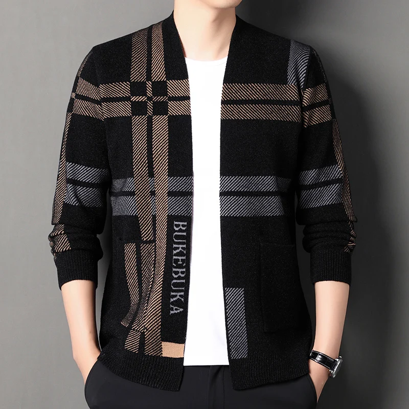 Casaco cardigan casual masculino, alta qualidade, nova moda, roupas para primavera e outono