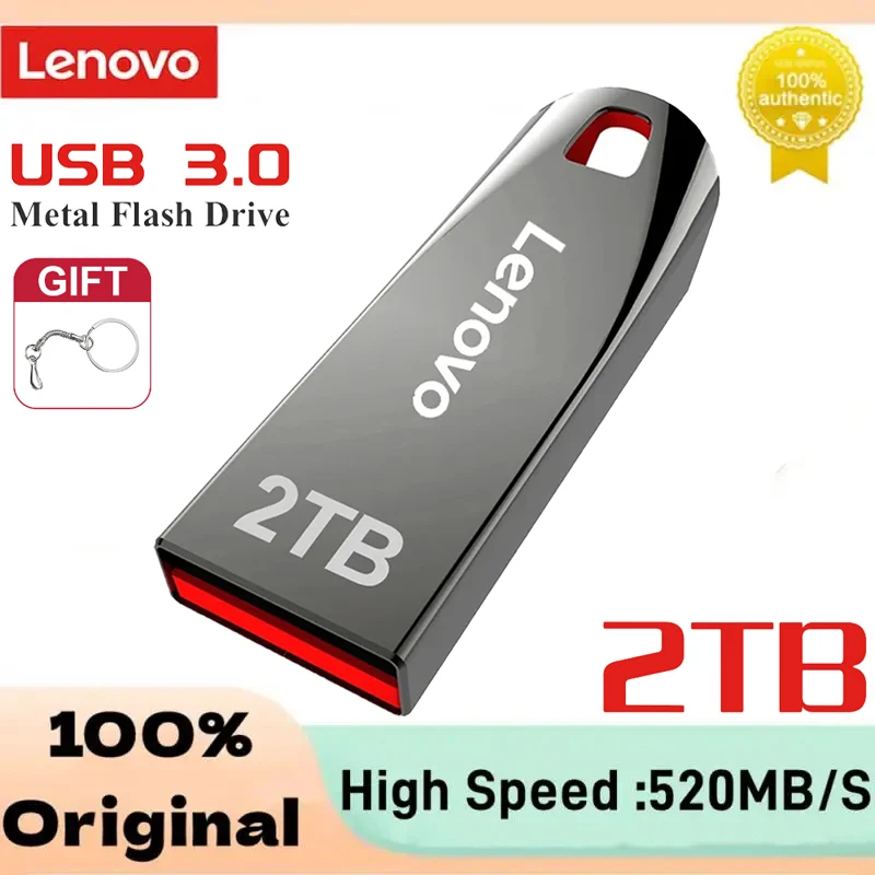 Lenovo Type-C Mobile Phone U Disk 128/256/512GB/1T/2T High Speed Usb 3.0 Computer Dual-Use Dual Interface Metal Flash USB Memory