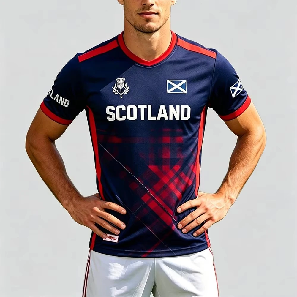 New Scotland Flag Graphic T-Shirts Men's And Women's Breathable Quick-Drying Soccer Jersey Summer Outdoor Sports Casual Tops