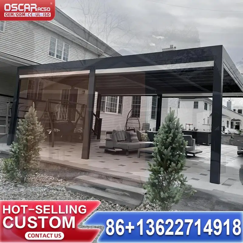 

Modern New Design Aluminium Gazebos with LED Light Custom Aluminium for Garden Patio Backyard Pergola