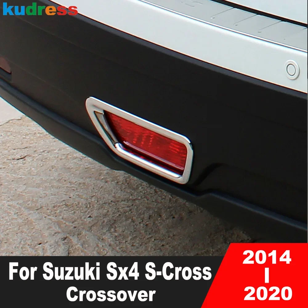 

Rear Bumper Fog Light Lamp Cover Trim For Suzuki Sx4 S-Cross Crossover 2014-2020 Chrome Car Tail Brake Lights Trims Accessories
