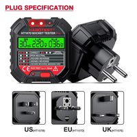 Habotest HT107 Socket Tester Pro Voltage Test RCD 30mA Socket Detector UK EU Plug Ground Zero Line Plug Polarity Phase Check
