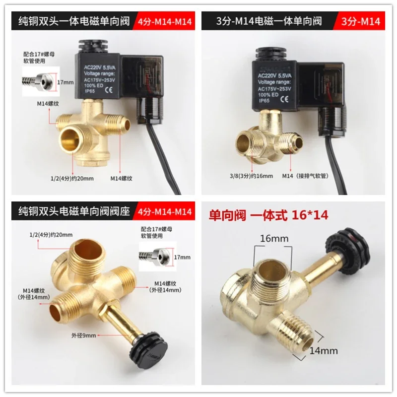 Oil-Free Air Compressor, Double-Head, 1-Way Solenoid Valve, Air Pump Accessories, Check Valve