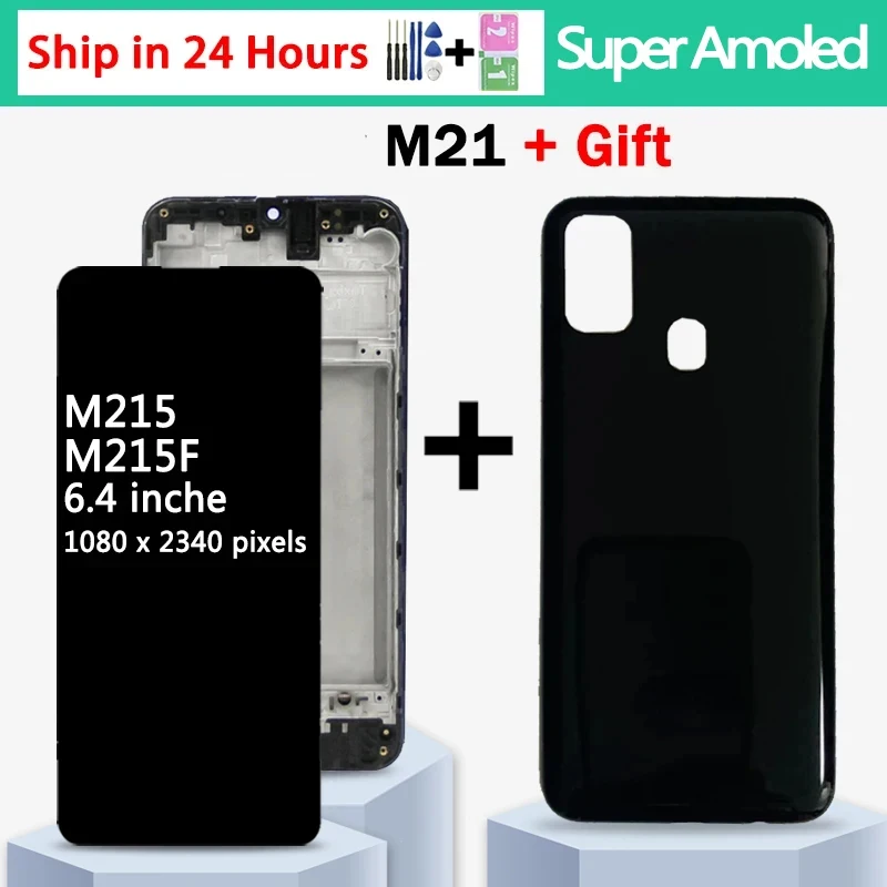 Super AMOLED for Samsung  M21 M215 Lcd Display Touch Screen Digitizer Assembly M215F M215F/DS M215F/DSN Display Parts