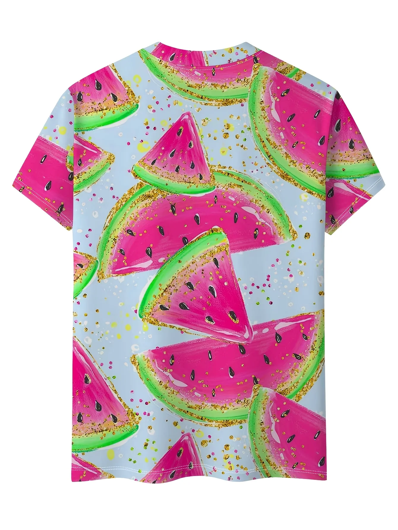 Women T‑Shirt Watermelon Fruit Print Fashionable Crew Neck Short Sleeve Streetwear Daily Casual Tee Top Women's Clothes