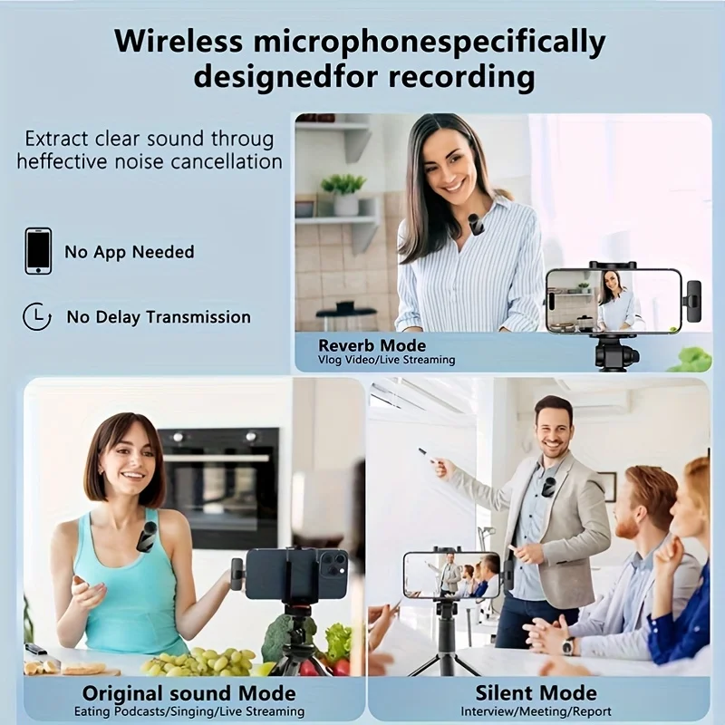 Professional Lavalier Microphone With Intelligent Noise Cancellation, 360° Omnidirectional Condenser, 2-in-1 Lapel Mic With Wind