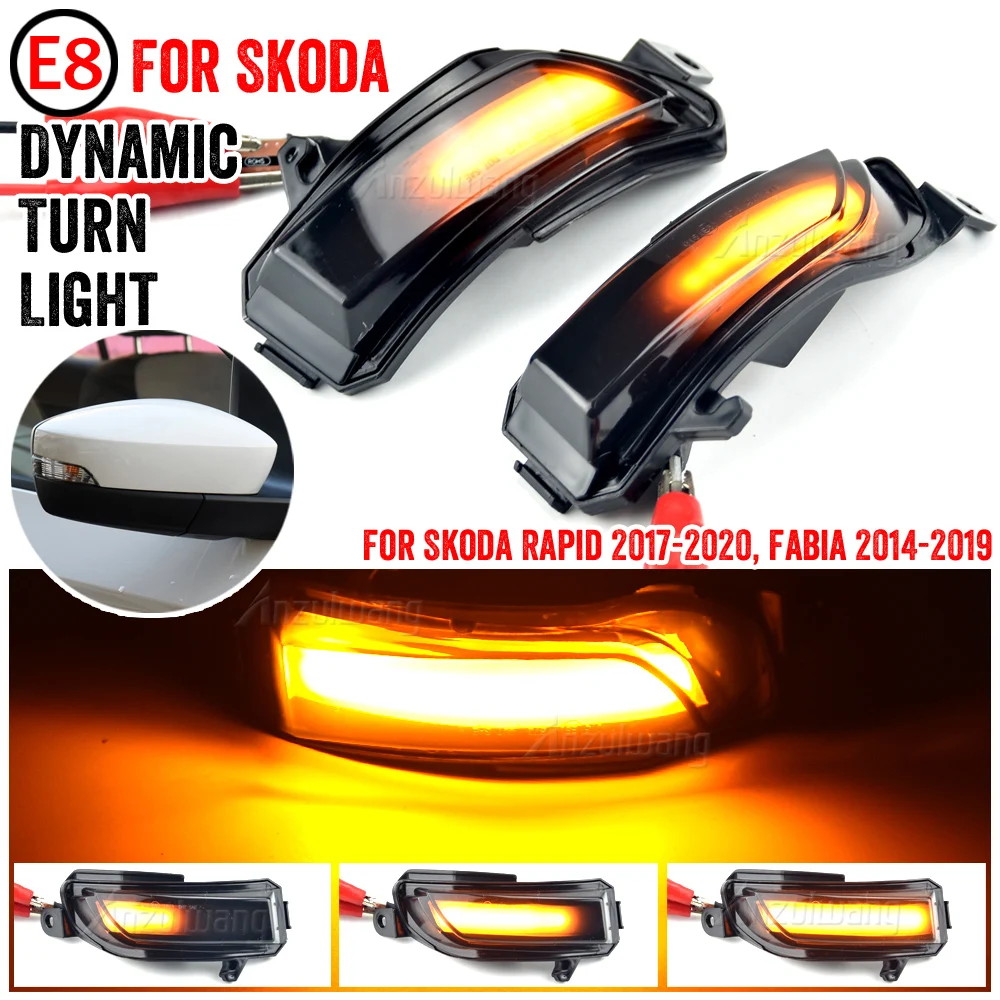 For Skoda Fabia 2014-2019 Rapid 2017 2018 2019 2020 Dynamic Turn Signal Light Flasher Flowing Water Blinker Flashing Light