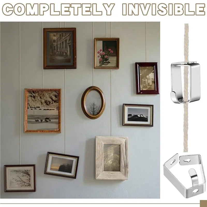 SHGO-60 Pack Adjustable Picture Hanging Hook Rail Hanger Hooks For Art Hanging Systems And Other Picture Display Systems