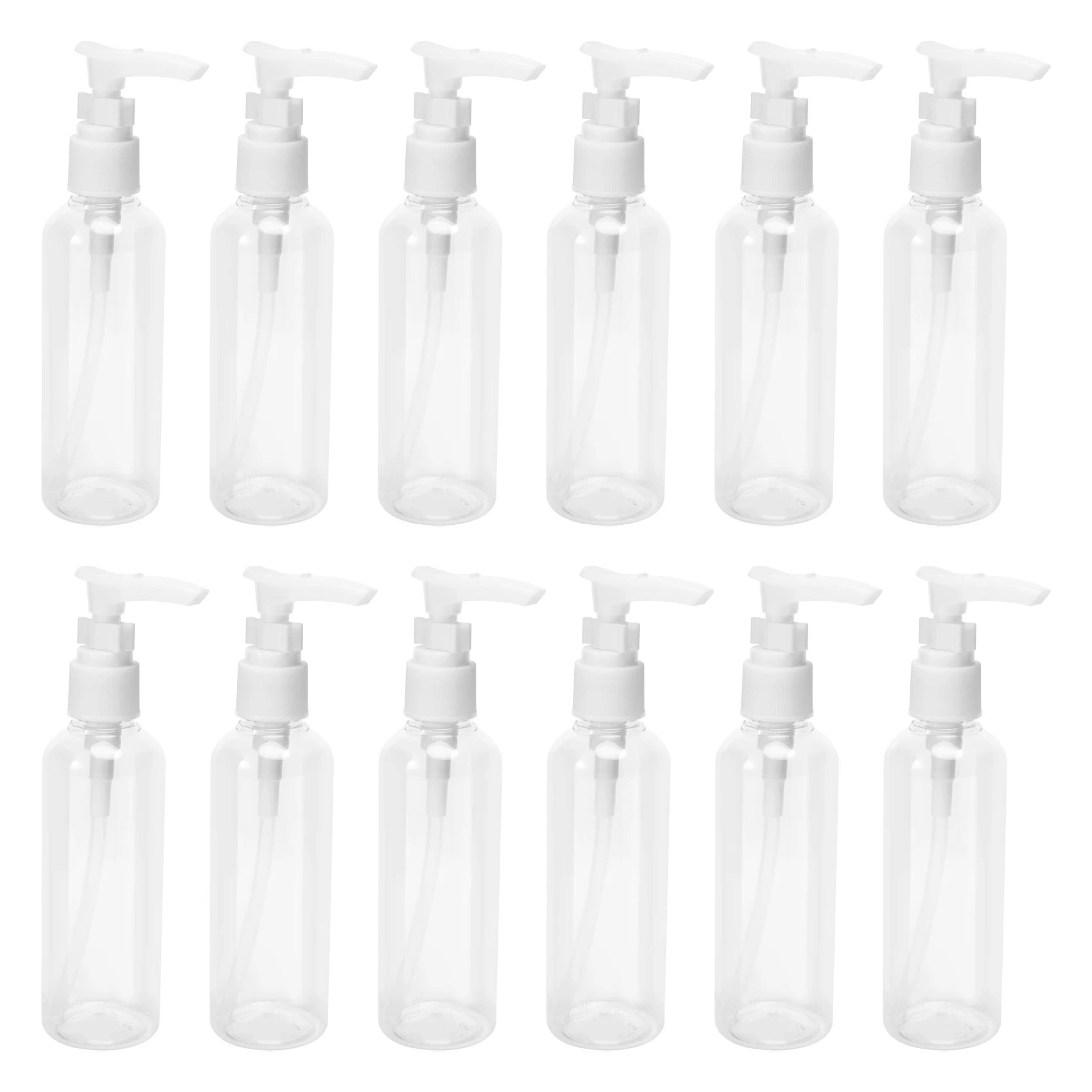SDFC 12 Pack 3.4Oz/100Ml Transparent Travel Bottles Pump Bottle Lotion Dispenser Bottle for Water, Massage Oil, Shampoo