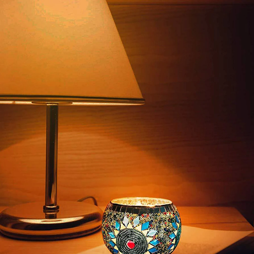 

Glass Mosaic Style Centerpiece Sunflower Pattern Holder Tea Light Stand Home Mosaic Glass Candlestick Decor