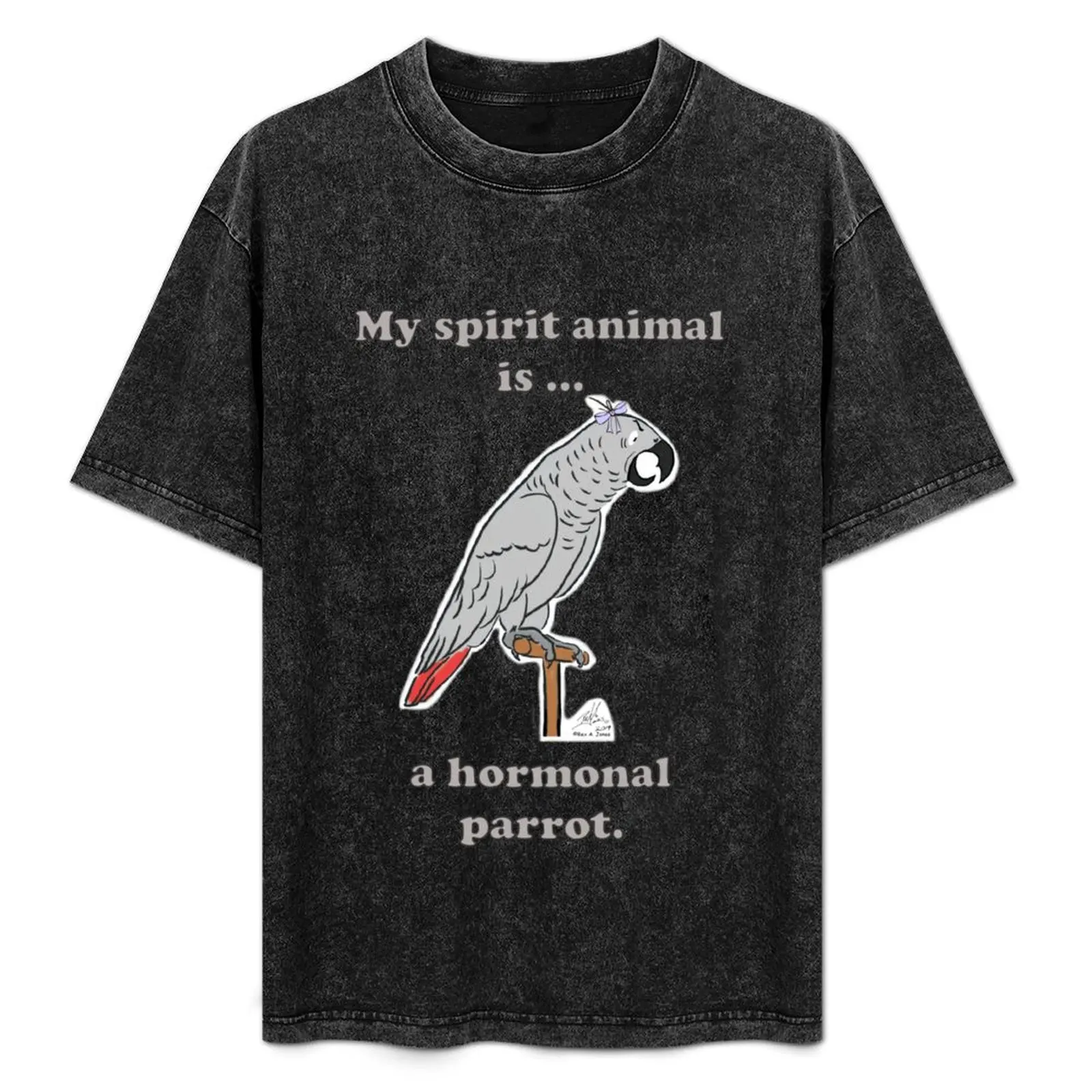 

My Spirit Animal is a Hormonal Parrot African Grey Woman T-Shirt Work Short Sleeve Cotton Top