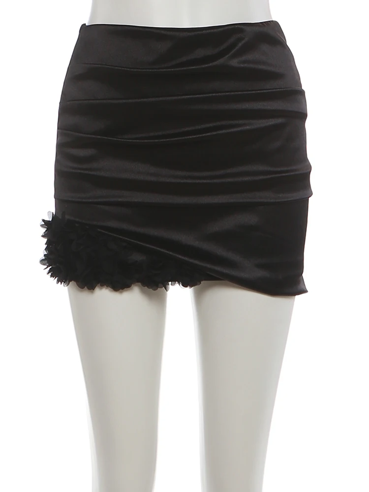 SIsterlinda Hottie Applique 2 Piece Set Women Wild Sexy Patchwork Irregular Sleeveless Tank Top+Ruched Skirt Party Street Suits