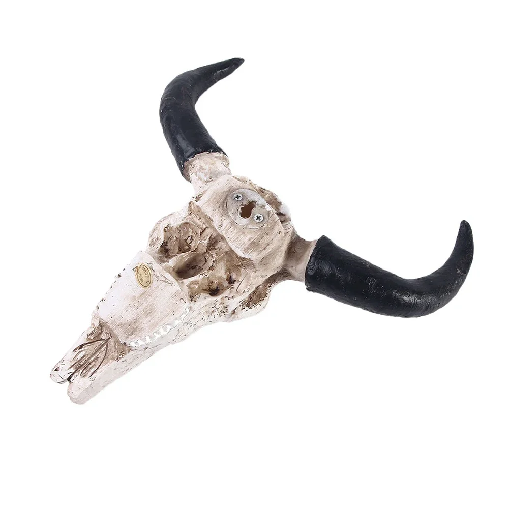 Cow Skull Head Pendant Wall Hanging Longhorn Cow Skull Head Ornament Figurines Crafts Fashion Realistic for Home Halloween Decor