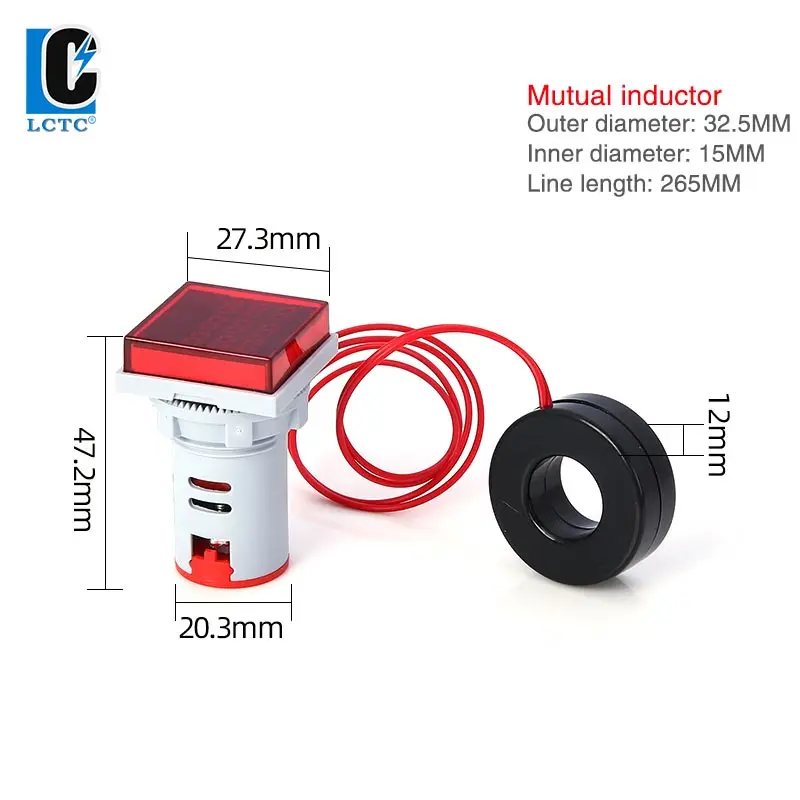 22mm Led AC and DC Digital Display Voltage Current Frequency Hertz Small Round Square Double  Three Display Meter Signal