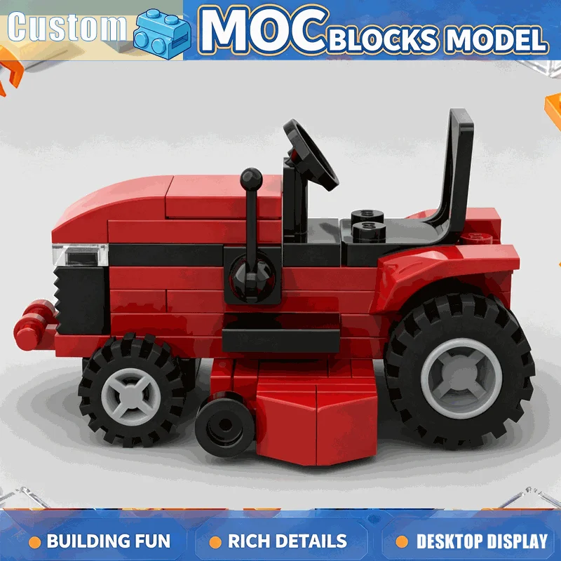 57PCS Red Riding Lawn Mower Building Blocks Garden Tractor Vehicle Model DIY Assembly Toy Creative Home Display Festival Gifts