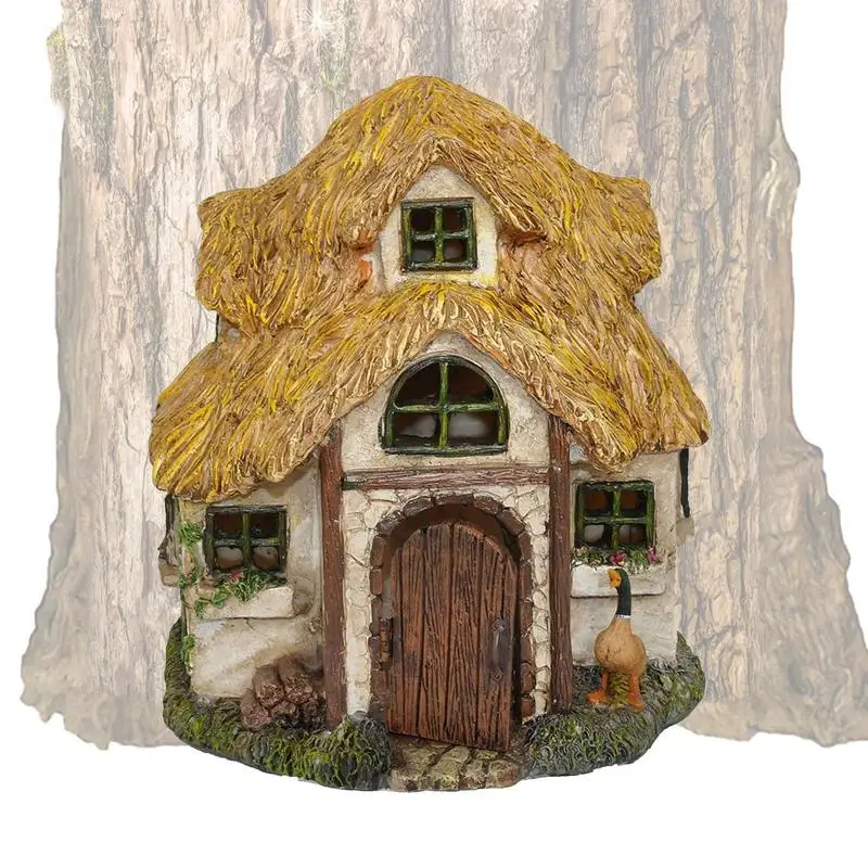 Fairy Garden House Wooden Tree Face Outdoor Statues Tabletop Ornaments Art Sculpture For Kids Teens For Kids Room Fence Bedroom