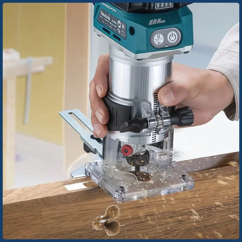 Oryginalna bezszczotkowa frezarka Makita DRT50, akumulatorowa maszyna do przycinania, bezprzewodowe narzędzie do rowkowania, frezowania, obróbki drewna i grawerowania.
