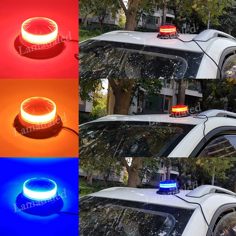 12V24V round rotate police led strobe lights beacon with magnetic for ambulance fire truck stroboscope warning lamp