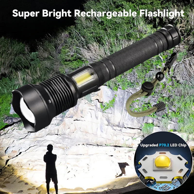 

Outdoor Charging Camping Light Emergency Charging Device Flashlight XHP70 Strong Aluminum Alloy Zoom Brightness