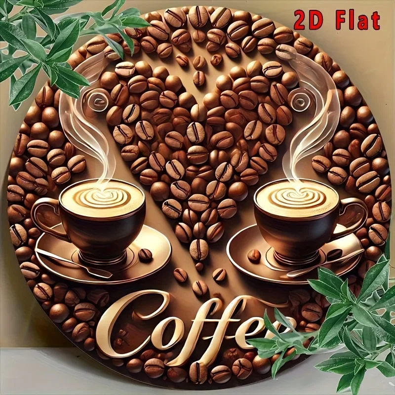 2D Flat, 2D Flat 1pc, Aluminum Coffee Enthusiasts Metal Wall Art Sign 8x8 inches - Waterproof, No Fading, and Heat Resistant Foi