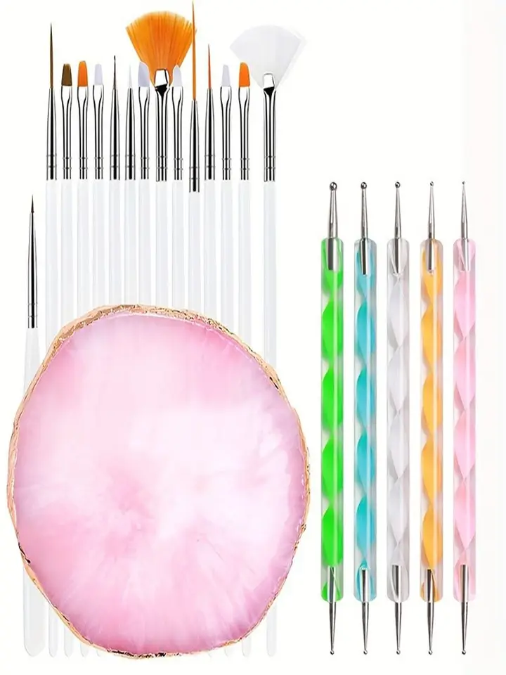 Set de 21 pinceles profesionales para arte de uñas, punta de diseño, para acrílico, gel UV, líneas, pintura, dibujo, tallado, punteado, herramienta DIY 2