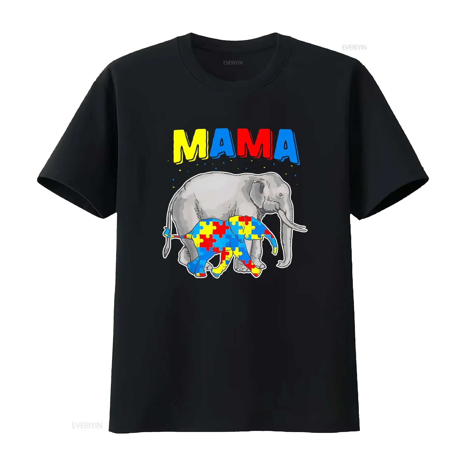 Mama Elephant Autism Awareness 2019 T Shirt  vintage Washed fashion streetwear Stretched Stylish Unisex Versatile