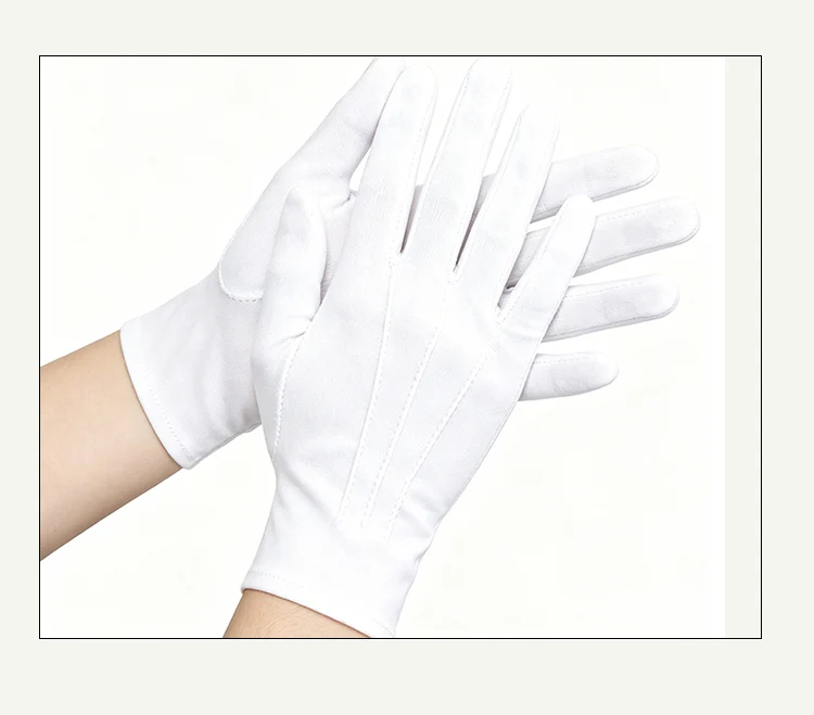 Sommerliche weiße Spandex-Handschuhe mit drei Fasern für Damen und Herren, kurz und dünn, atmungsaktiv, für Zeremonien, Kommando, Moderation, Fahren – Detail 4