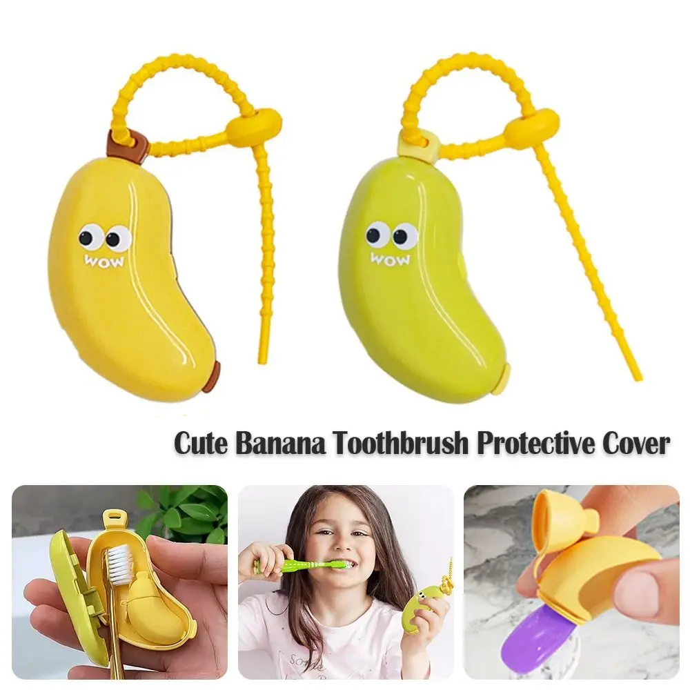 Plastic Toothbrush Head Protective Cover Portable Brush Protect Toothbrush Case Cap 2in1 Banana Shape Toothbrush Dust Cap Cover