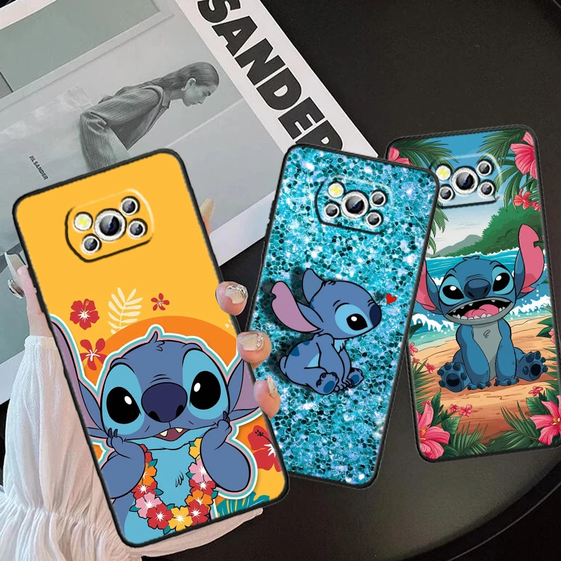 

Stitch Cute Cartoon For Xiaomi Mi Poco F5 F4 F3 X6 X5 X4 X3 M6 M5 M5S M4 M3 C65 Pro GT NFC 5G Black Back Phone Case