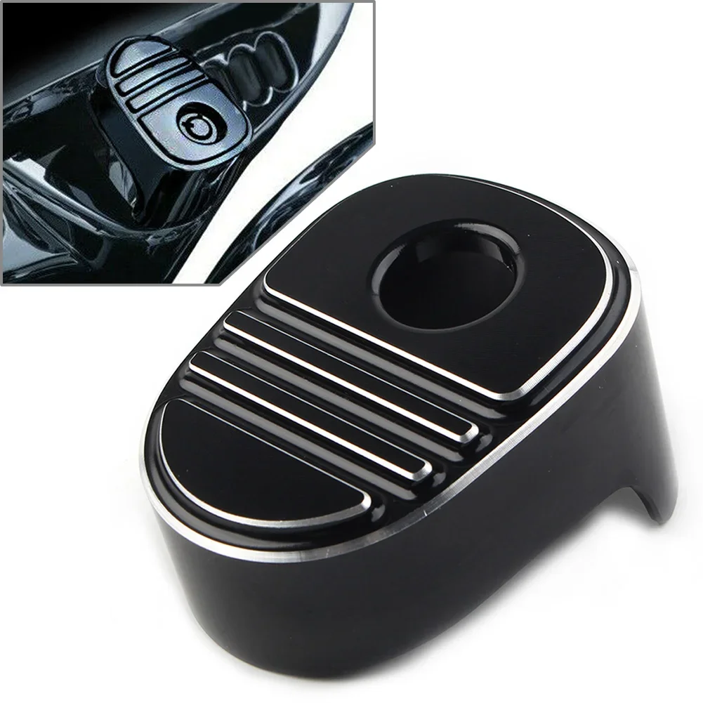 Black Motorbike Tri-Line Ignition Switch Cover #6985 For Harley Touring Bagger Electra Glide Street Glide FLH 2014-2022 Aluminum