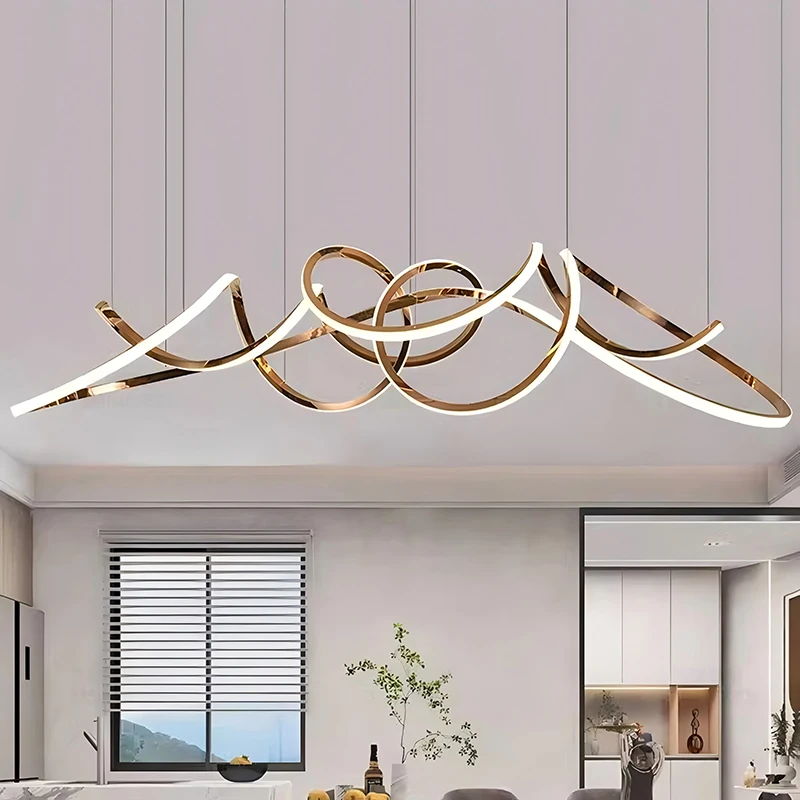 Modern Luxury Stainless Steel LED Chandelier Rose Gold Led Chandeliers Lighting Living Dining Room Hanging Lights Luminaire