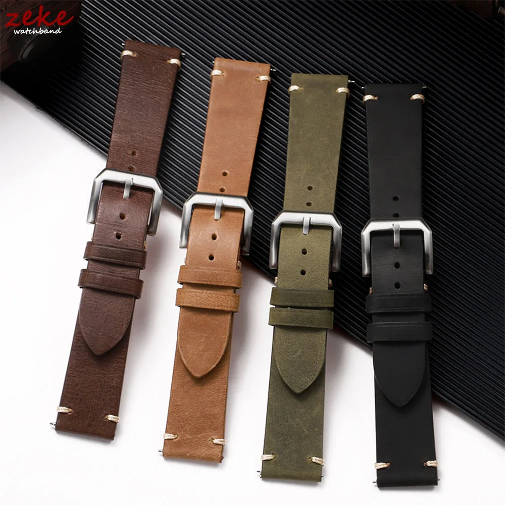 

Genuine Calfskin Watch Strap 20/22mm for Oemga Business Handmade Stitching Wrist Band Vintage Brown Leather Bracelet Accessories