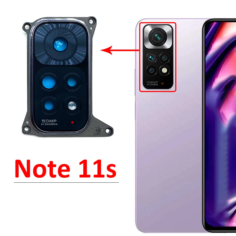 New For Redmi Note 11 Global 11s 11T 11 Pro Plus Back Rear Camera Glass Lens With Frame Cover With Adhensive