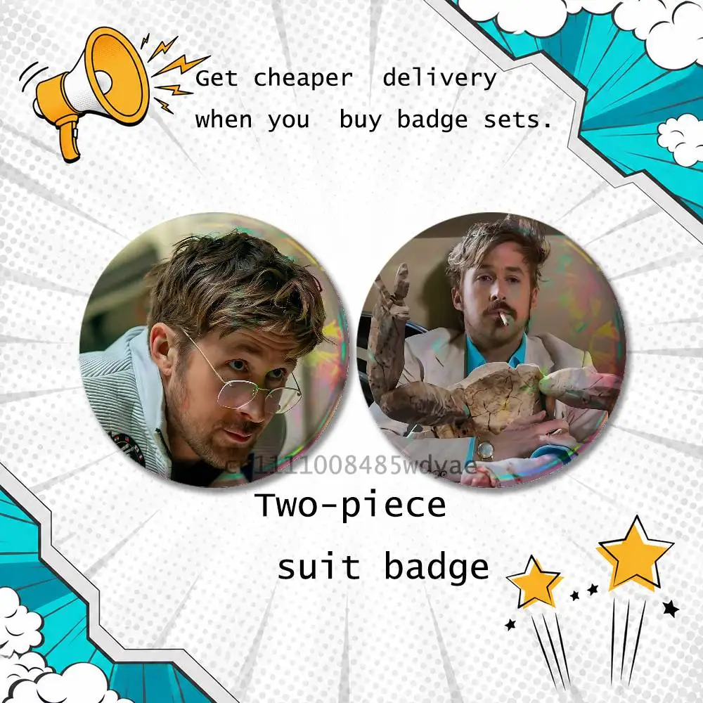 project hail mary ryan gosling Brooches for Backpack Accessories25,32,44,58,75mm Round Enamel Pins 2pieceSet Cartoon Anime Badge