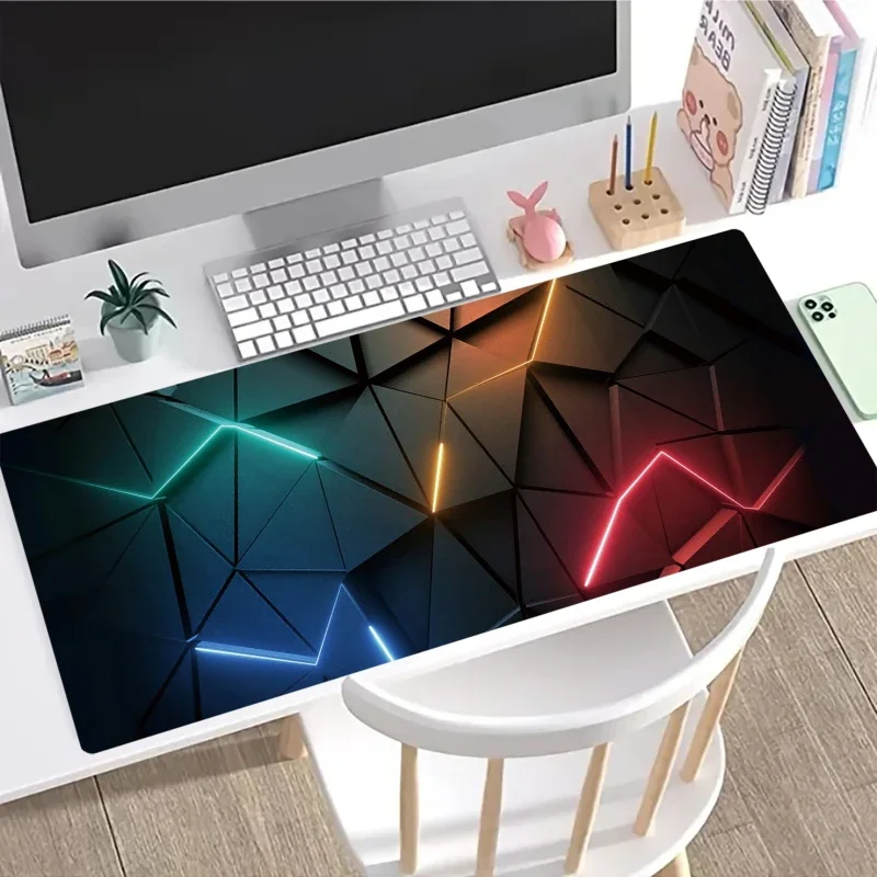 Colorful Lightning Blocks Mouse Pad Desk 30x80 Keyboard Desk Mat Desktop Pad With Non-Slip Base Stitched Edge Game Accessories