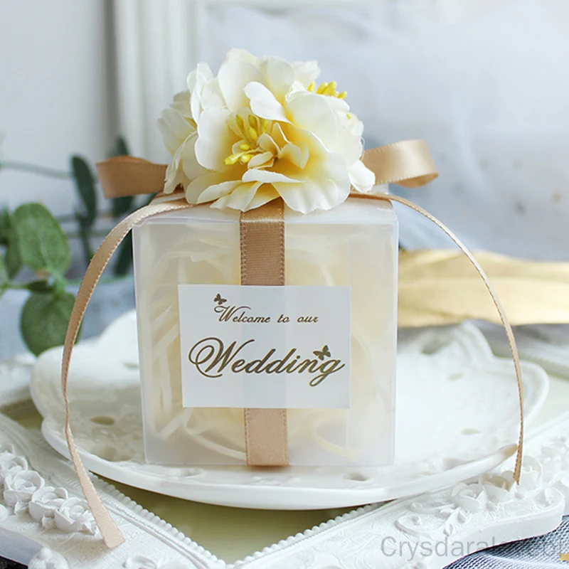 

50Pcs/lot Romantic Candy Boxes PVC Transparent Wedding Gift Box Baby Shower Boy Girl Favor Boxes Packaging Bag Party Supplies