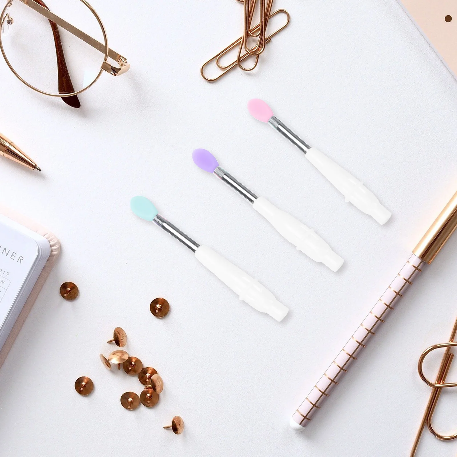 6 stuks siliconen lippenborstel draagbare make-up applicators lippenstift lippenbalsem applicator oogschaduw tool lippenstiftborstel