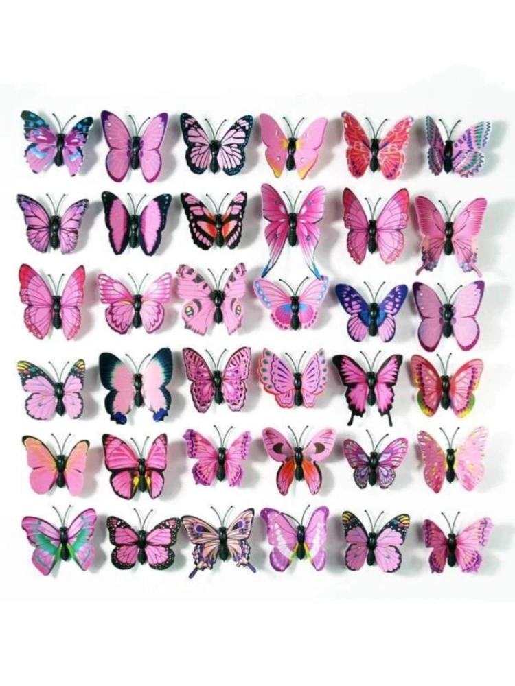 12/50 Stück PVC-Schmetterlingsaufkleber, bunte Schmetterlings-Dekorationsaufkleber, zufällig ausgestattet