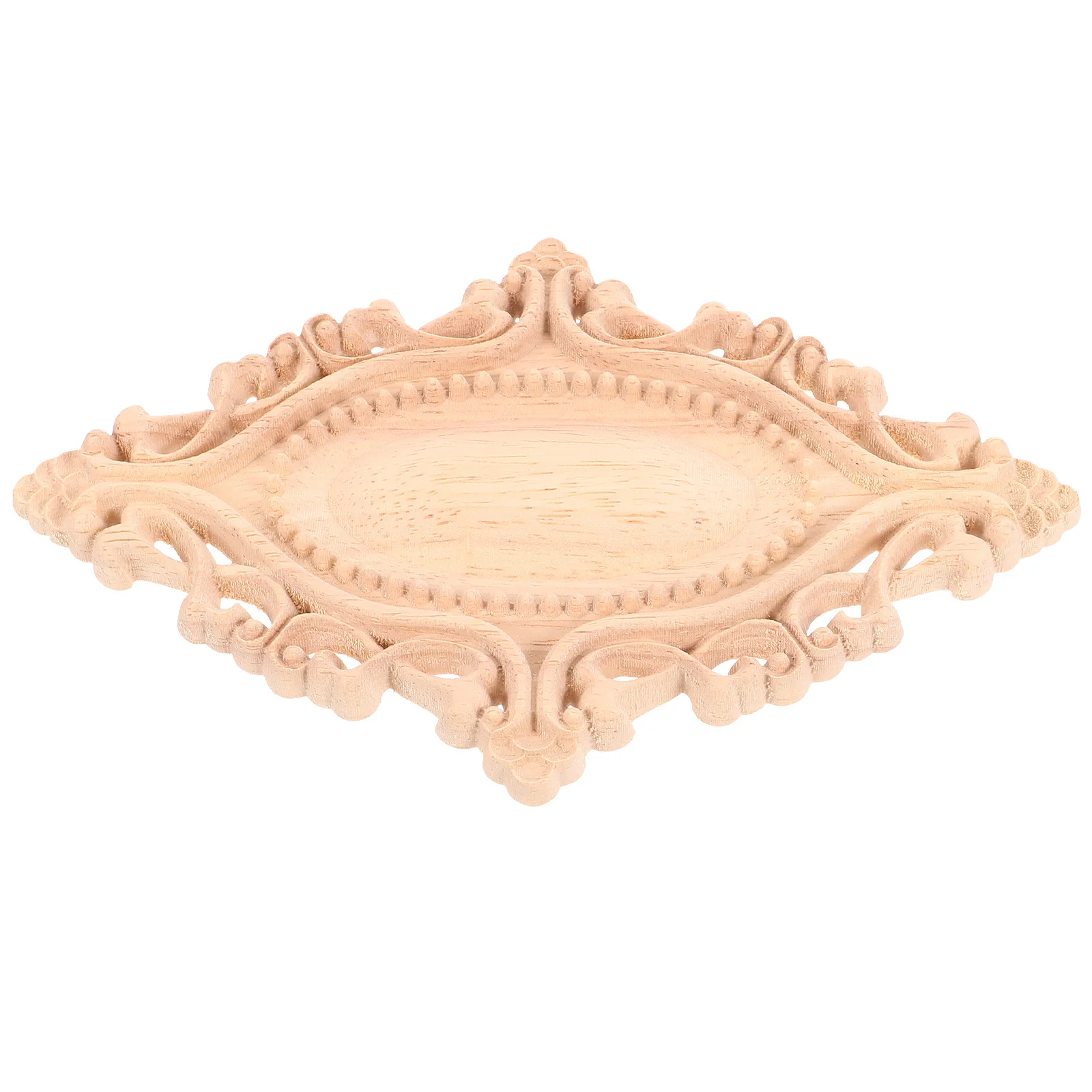 European Style Wood Carving Applique Oval Unfinished Decorative Onlay For Furniture Door Wall Wooden Appliques Home Decor
