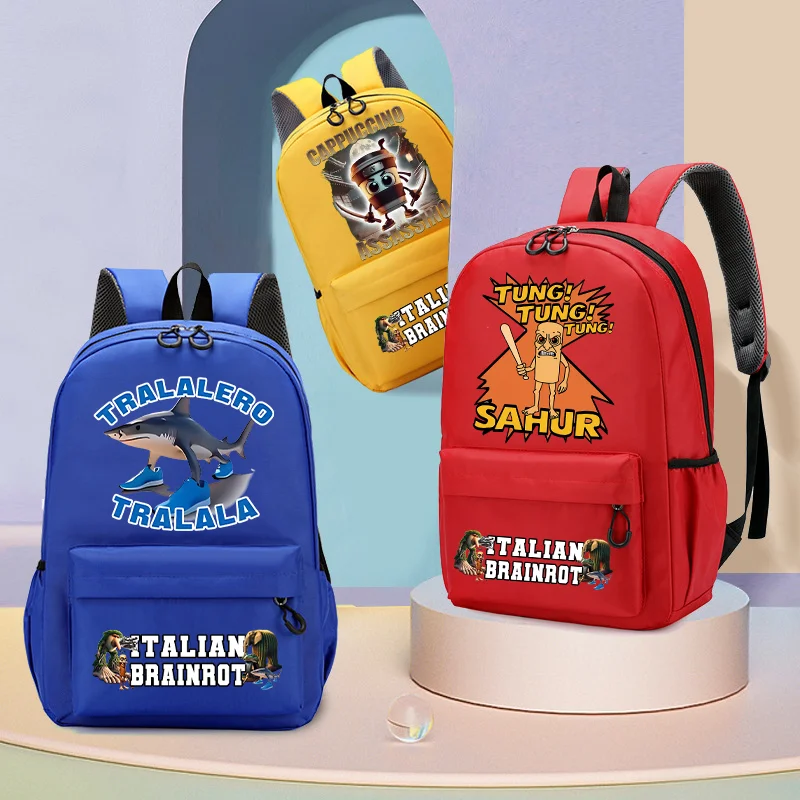 

Italian Brainrot Backpack Student School Bag Cappuccino Assassino Boy Girl Funny Animals Meme Print Outdoor Travel Rucksack Gift