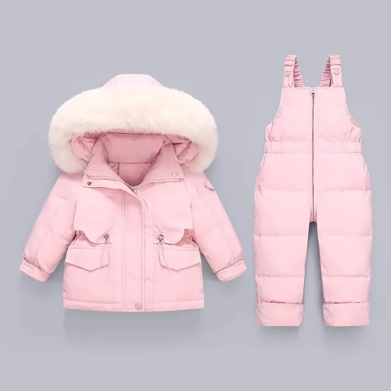 

2pcs Set Baby Winter -30℃ Down Jacket and Jumpsuit for Children Thicken Warm Girls boy Infant Snowsuit 0-4Y Kids Clothing