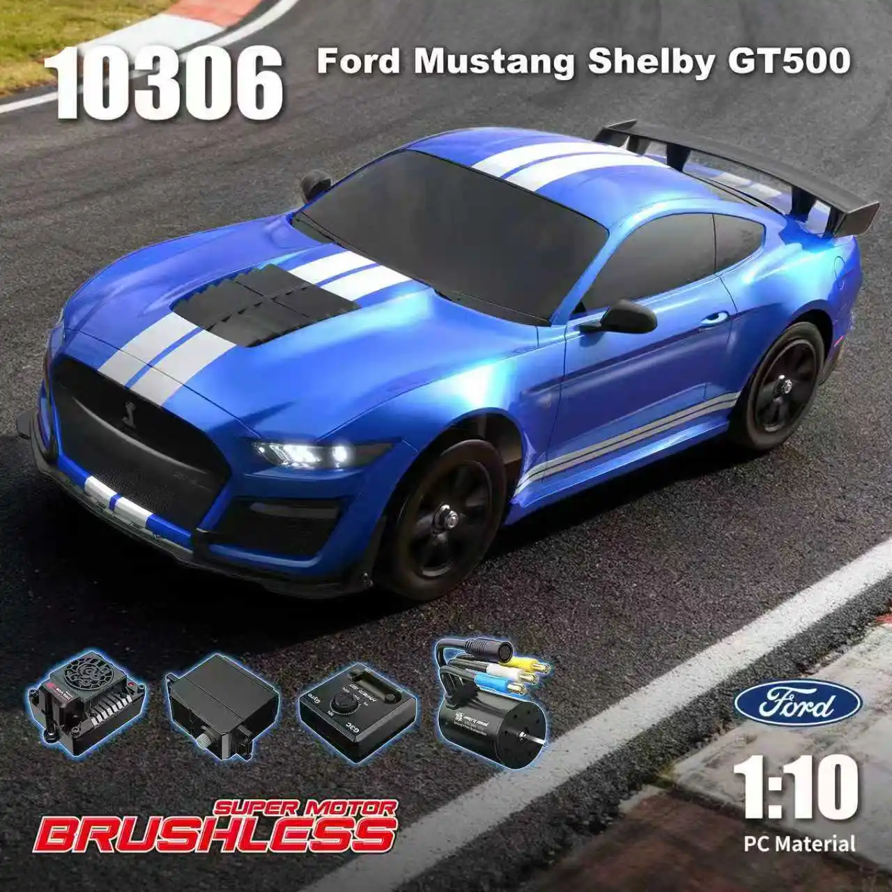 Mjx Rc Car 1:10 Ford Mustang Gt500 Drift Model 10306 Full Scale Remote Control Racing Vehicle For Adult Hobby