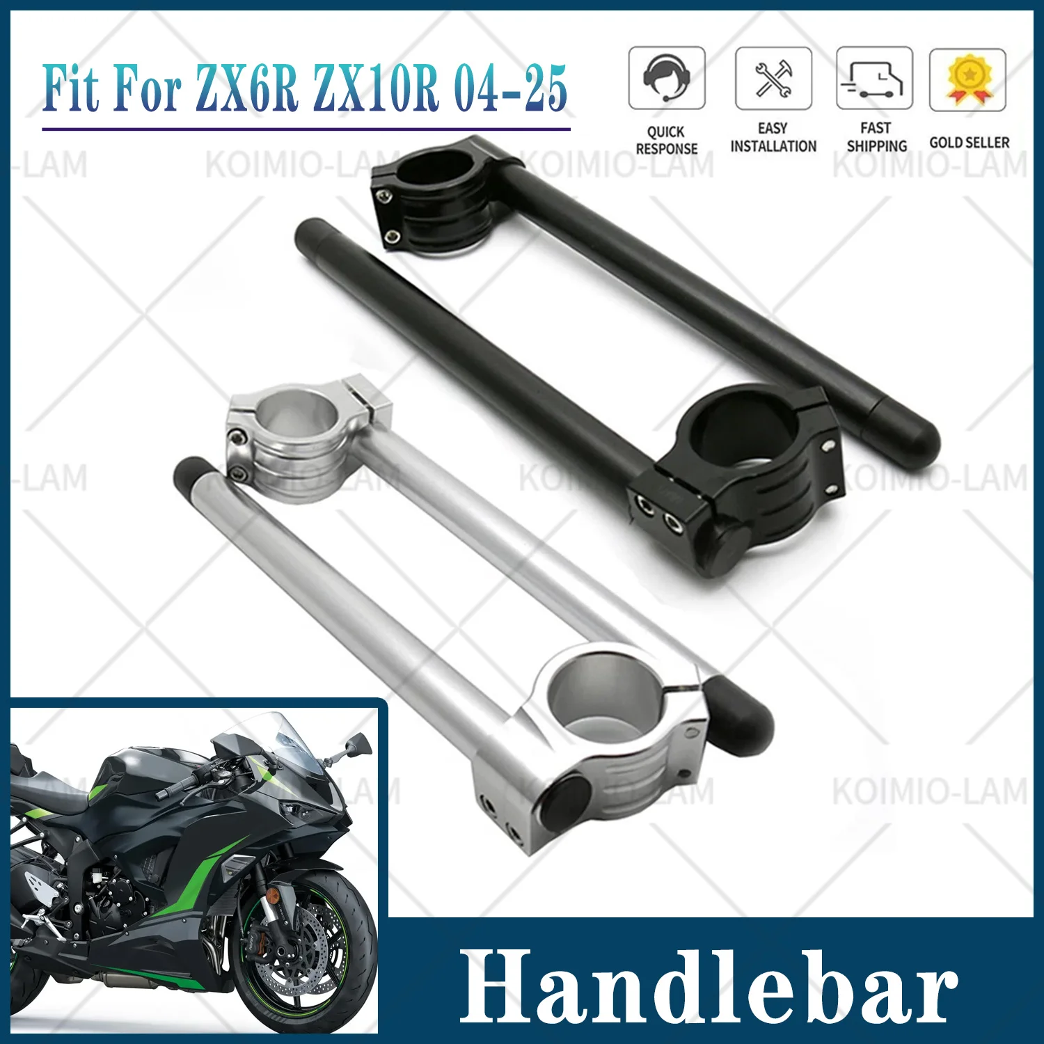 Fit For KAWASAKI NINJA ZX6R ZX636 ZX10R 2003 - 2025 CNC Motorcycle Separating Handle Bar Handlebars Clipons Clip Ons