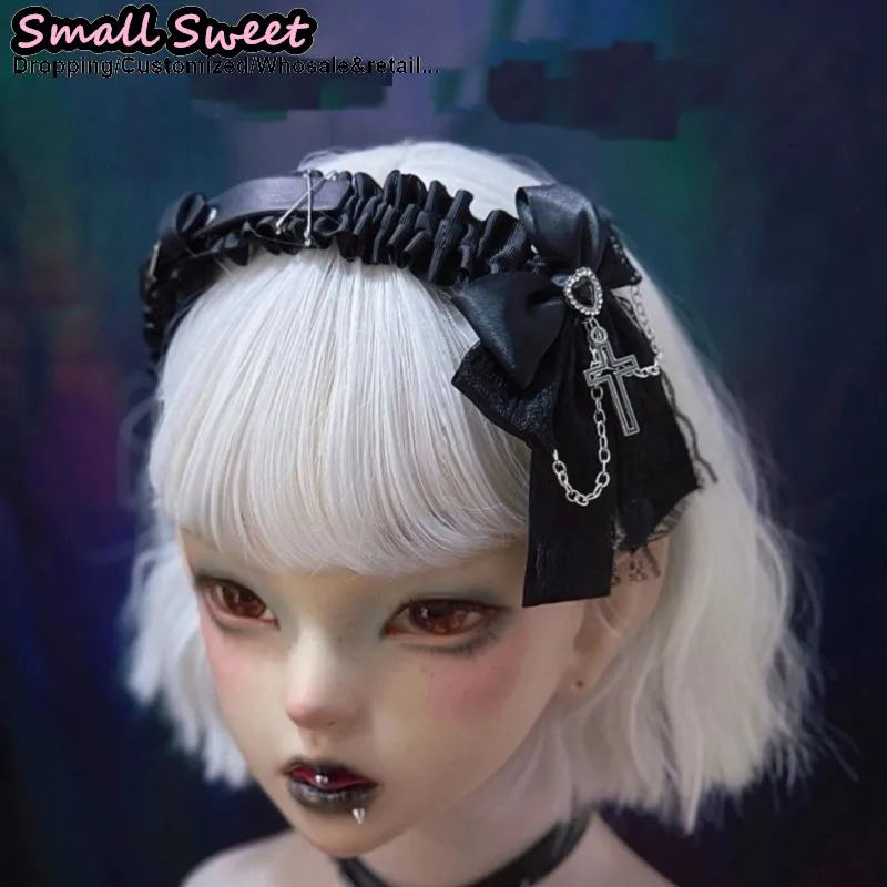 

Steampunk Women Y2K Girl Headband Gothic bow Rivet Leather Buckle fold Hair band Rock Streetwear Punk Hair Hoop Spike Headband
