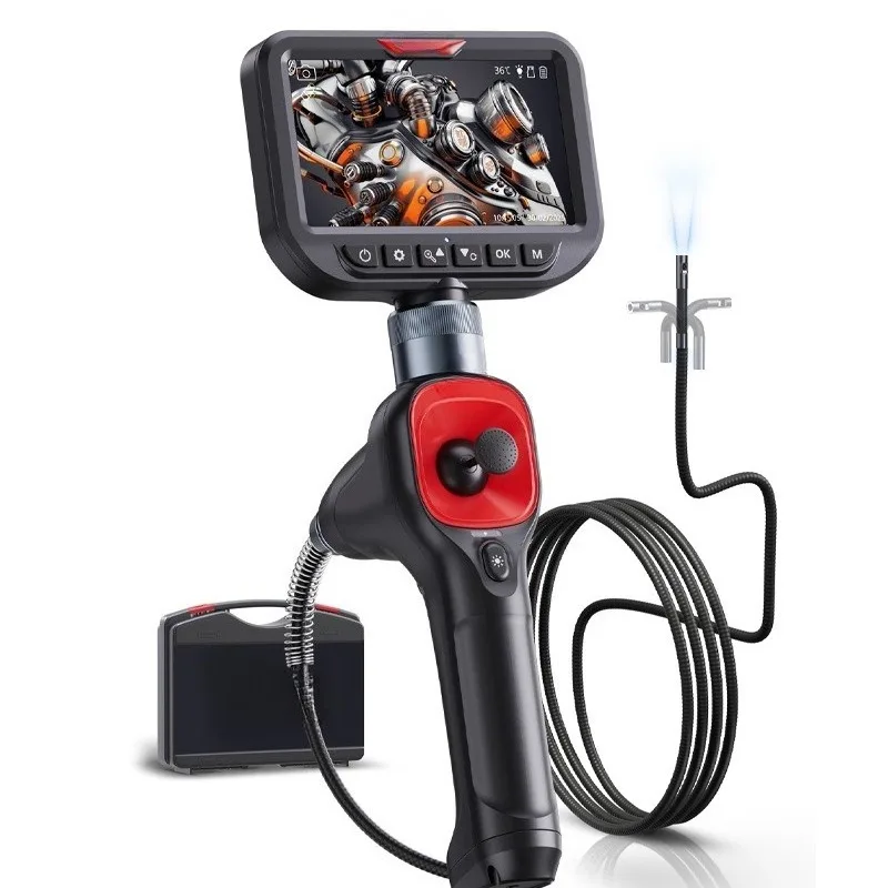 Dual Lens 360 Degree Industrial Endoscope Camera for Engine Inspection Pipe Borescope Flexible Snake Tube Diagnostic Scope