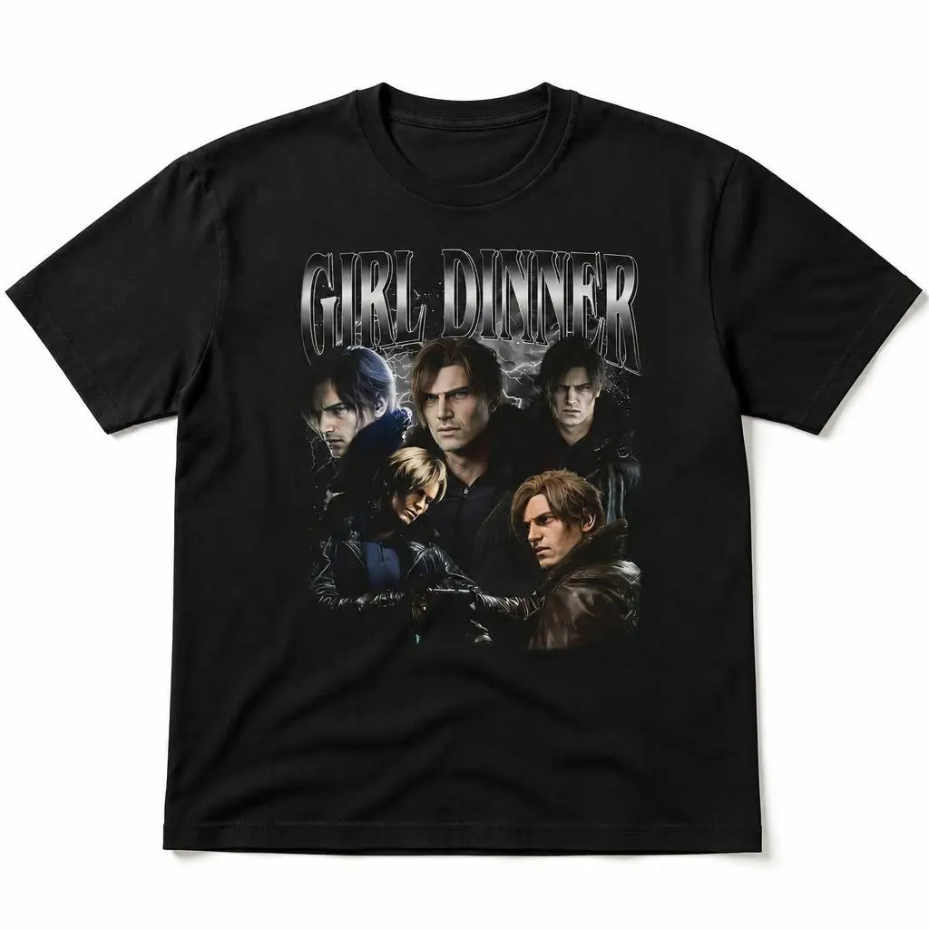 Leon S Kennedy Girl Dinner Residents Evils Men Retro T Shirt 100% Cotton Clothing Fun Short Sleeve Tee Gift T-Shirts